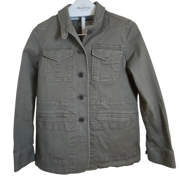 Tomas Maier Uniqlo Cotton Utility Jacket Women Drawstring Waist Olive XS